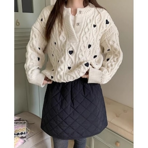 ハートデザインケーブルニット 2color 00925