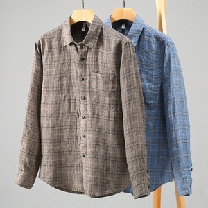 【M-3XL】Grid Check Long Sleeve Shirt / グリッド チェック 長袖 シャツ