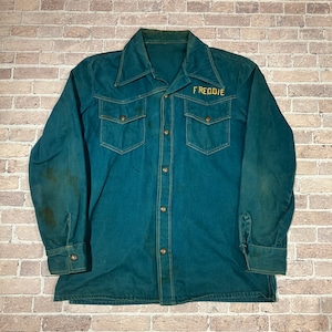 1970'S COTTON SHIRT "FRED-GRA-LAR" GREEN