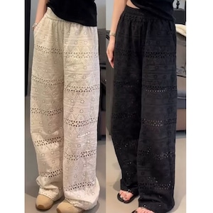 ヴィンテージレースアイレットワイドパンツ 2litr05041