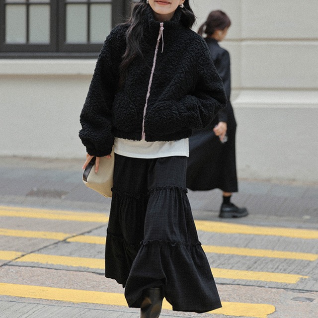 zip-up boa jacket　J00351