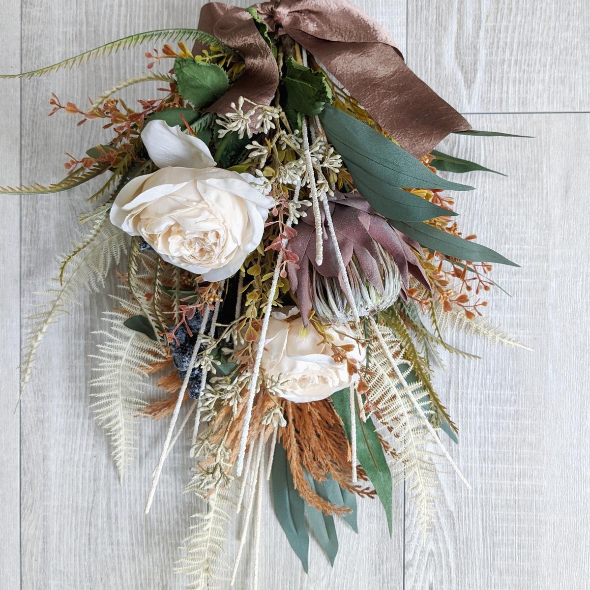 ◇プロテアとパンパスグラス ミルクラテブーケ◇スワッグ◇ドライ  