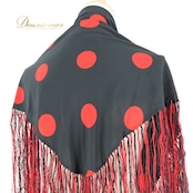 フラメンコ 衣装 シージョ ピキージョ 水玉 ドット 赤 黒 フレコ フリンジ トライアングル 三角形 装飾 小物 ブラック系 レッド系 フラメンコ衣装 おしゃれ 素材 鮮やか ステージ コスチューム ダンス 発表会 かわいい レディース