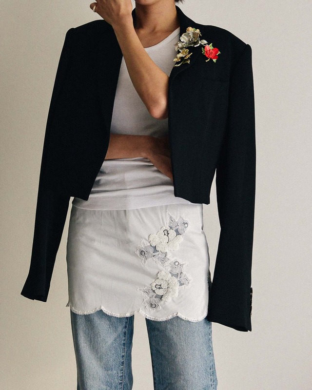 60s hand beaded slip skirt