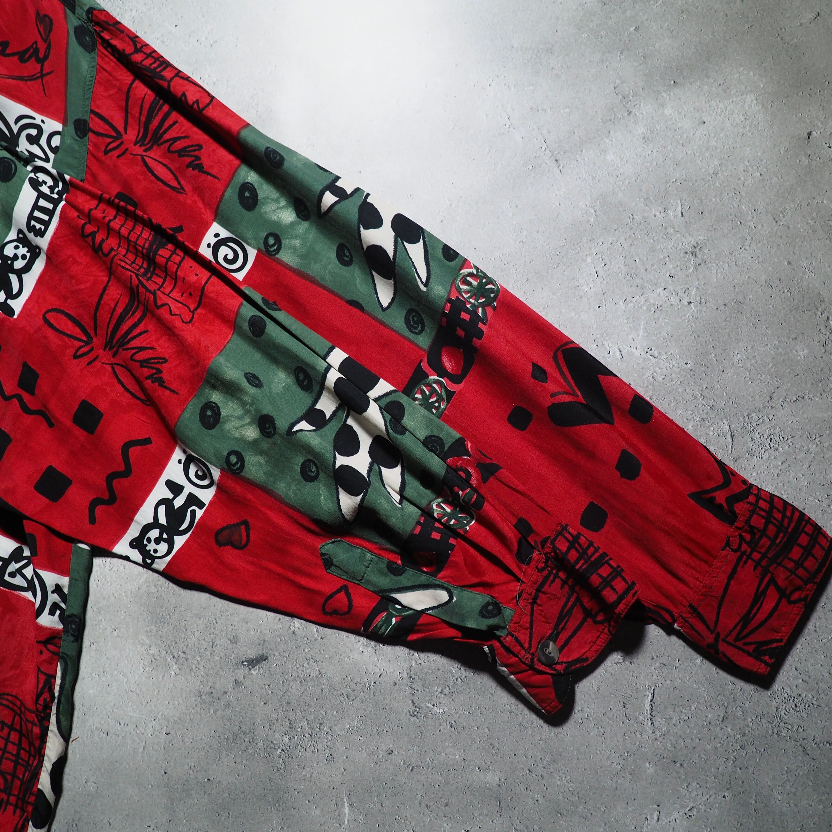 1990s Modern Retro art Painting vintage Drape loose shirt