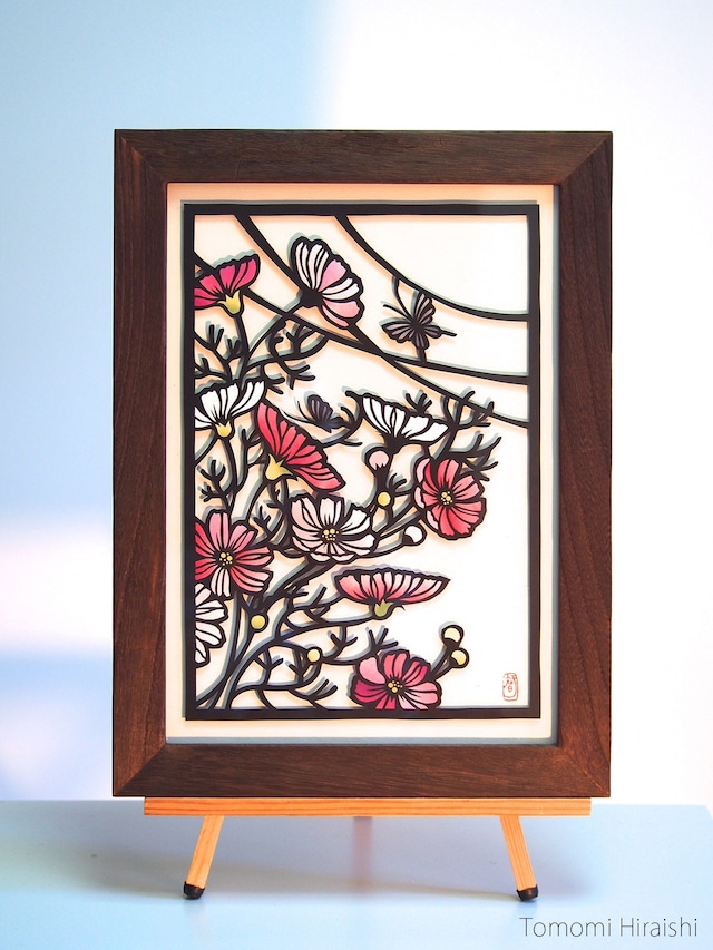 切り絵原画「秋桜」