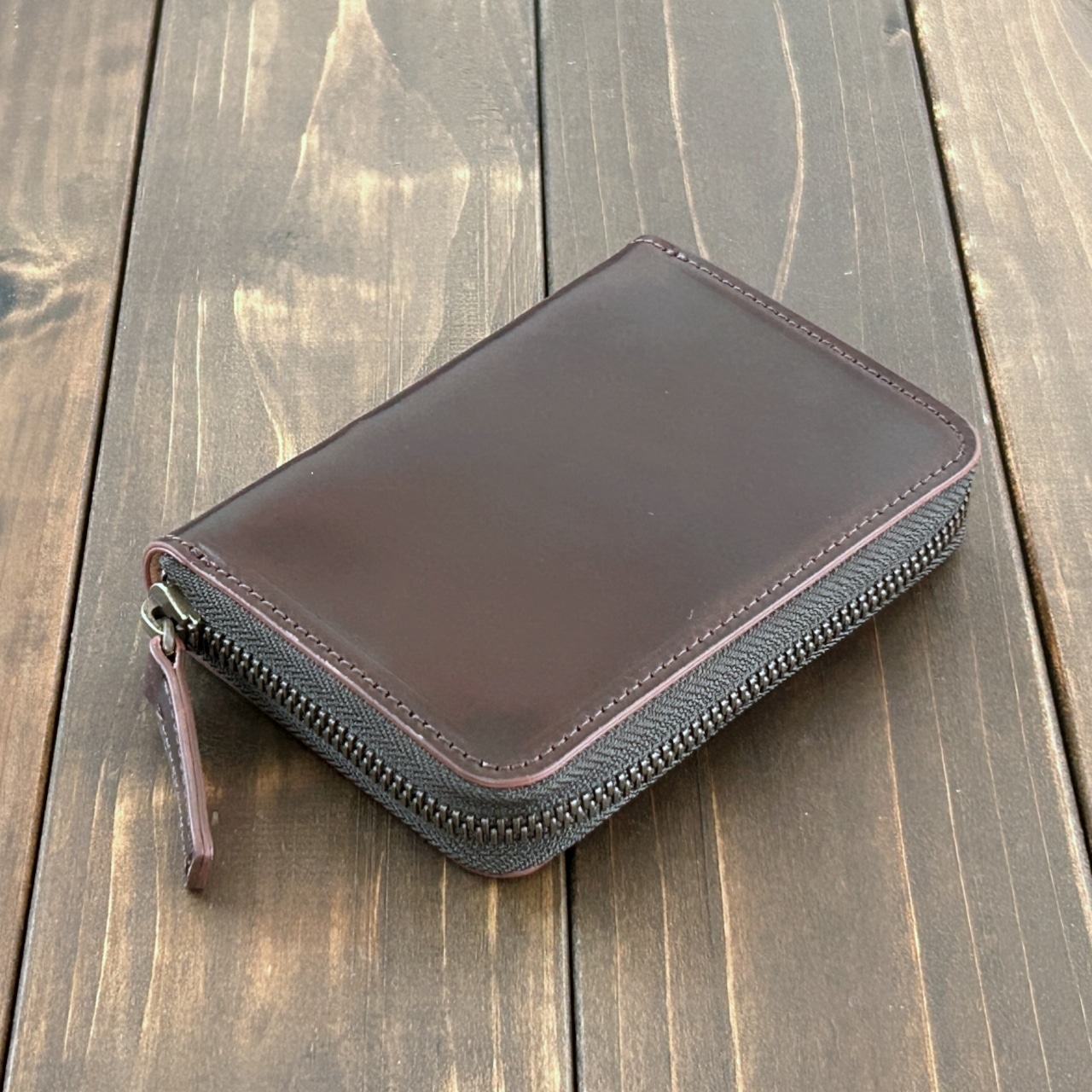 HORWEEN シェルコードバン ミドルウォレット バーガンディ