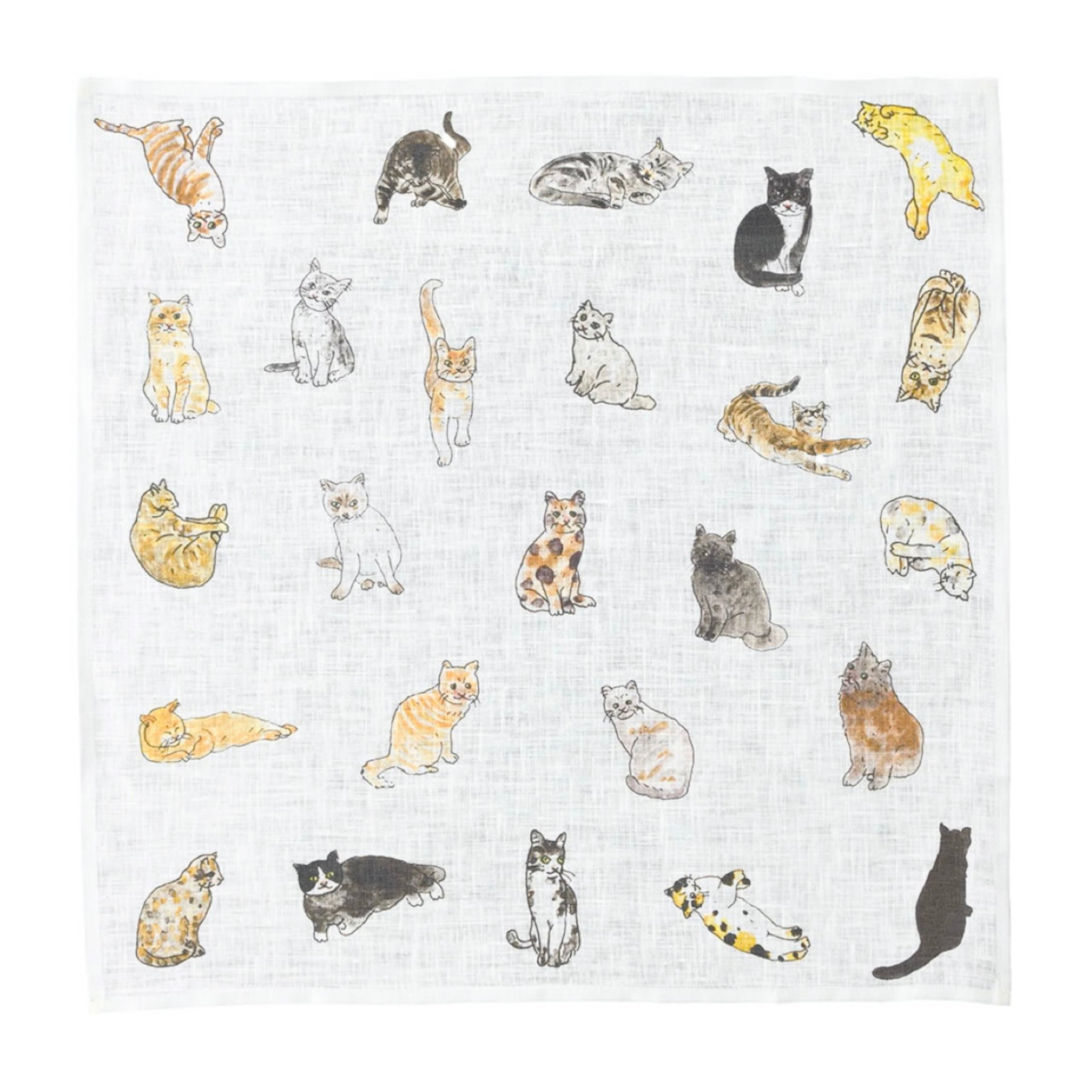 Isabelle Boinot / fog linen work｜リネンハンカチ（猫たち） | robin ASO