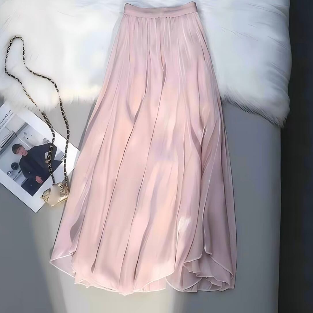 shiny random hem long skirt