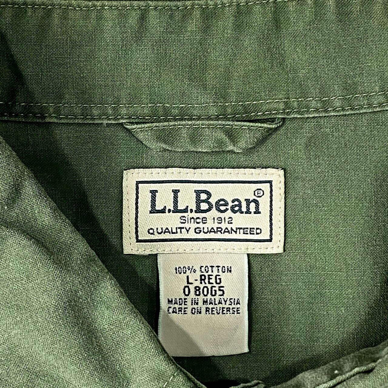 L.L.Bean エルエルビーン 半袖コットンシャツ メンズL 古着 カーキ