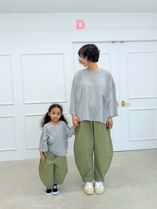 【取寄】dress monster|3/4 sleeve pocket tee (gray) (mom)|7分袖ポケットT(グレー)(ママ)|FREE|mom|26 autumn