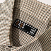 DAKS ダックス チェック柄 半袖 リネン シャツ サイズ M /メンズ/ベージュ×グリーン系