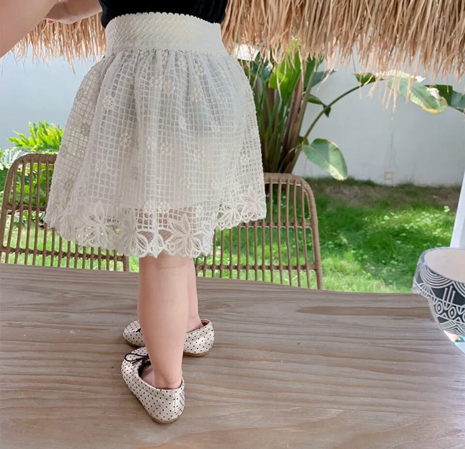 サマーレースキュロットスカート••••••••スカート 春夏 ショートパンツ メッシュ キッズ ベビー フォト 撮影 ナチュラル 韓国 海外子供服 女の子 プリンセス 刺繍