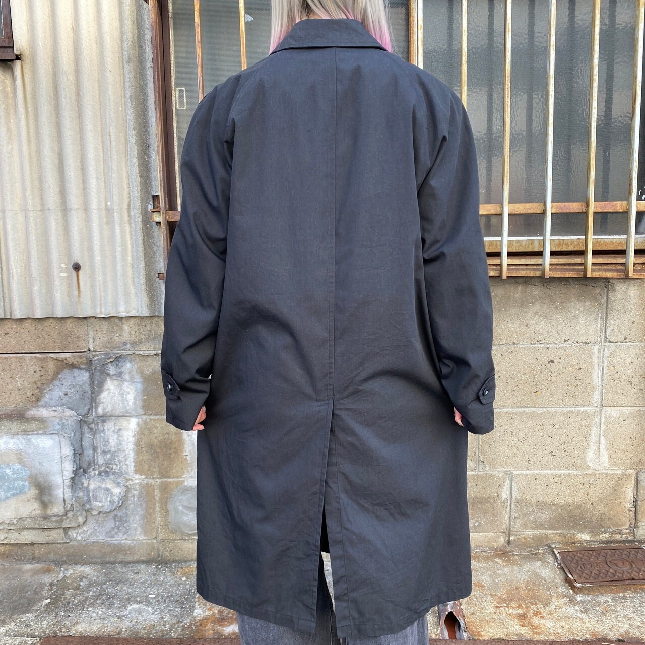 GAP ブラック レザー ステンカラーコート XL（ステンカラーコート/S 