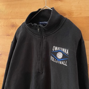 【SPORTTEK】ハーフジップ スウェット トレーナー Owatonna Volleyball ワンポイント 刺繍ロゴ 女子バレー L相当 US古着