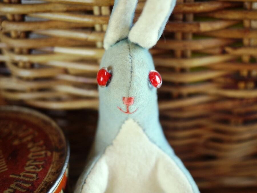 水色のうさぎ フェルトドール クロスドール ハンドメイド UK英国ヴィンテージ