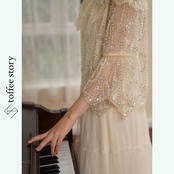 キラキラスパンコールの♡シアースリーブトップ 《Y0310》