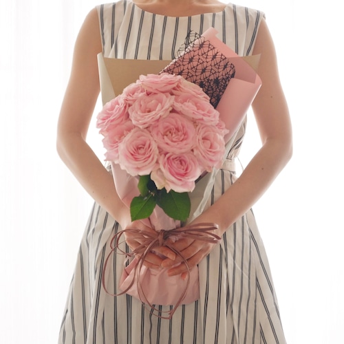 バラの花束　12本（ピンク）プロポーズ・結婚記念日などにおすすめ　ダズンローズ