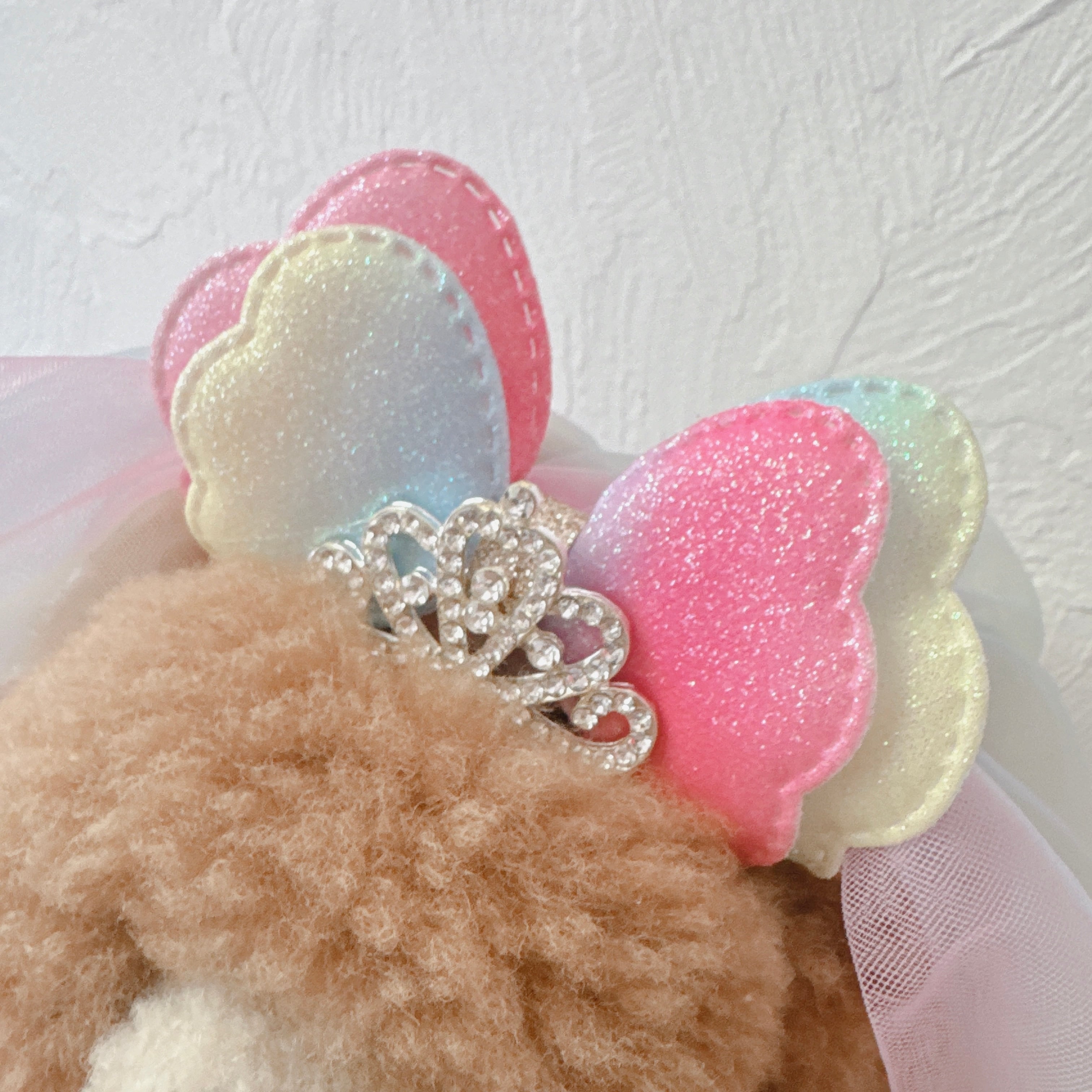 レインボーリボンロングベールヘアバンド