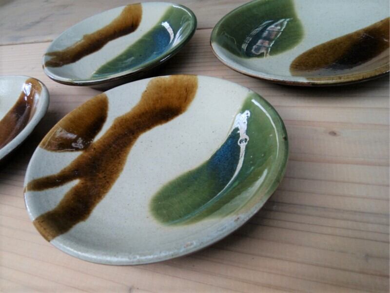 5寸皿 杓掛け分け三彩【青陶舎】 | 沖縄の工芸品うぃーりきさん