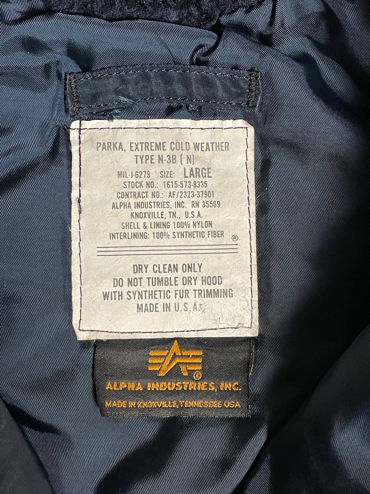 MADE IN USA製 ALPHA INDUSTRIES N3-Bジャケット ネイビー Lサイズ