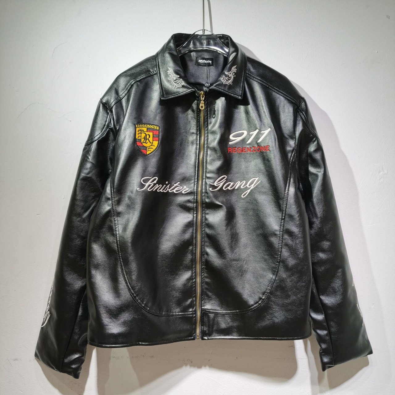 ブラックレザーレーシングショートジャケット
