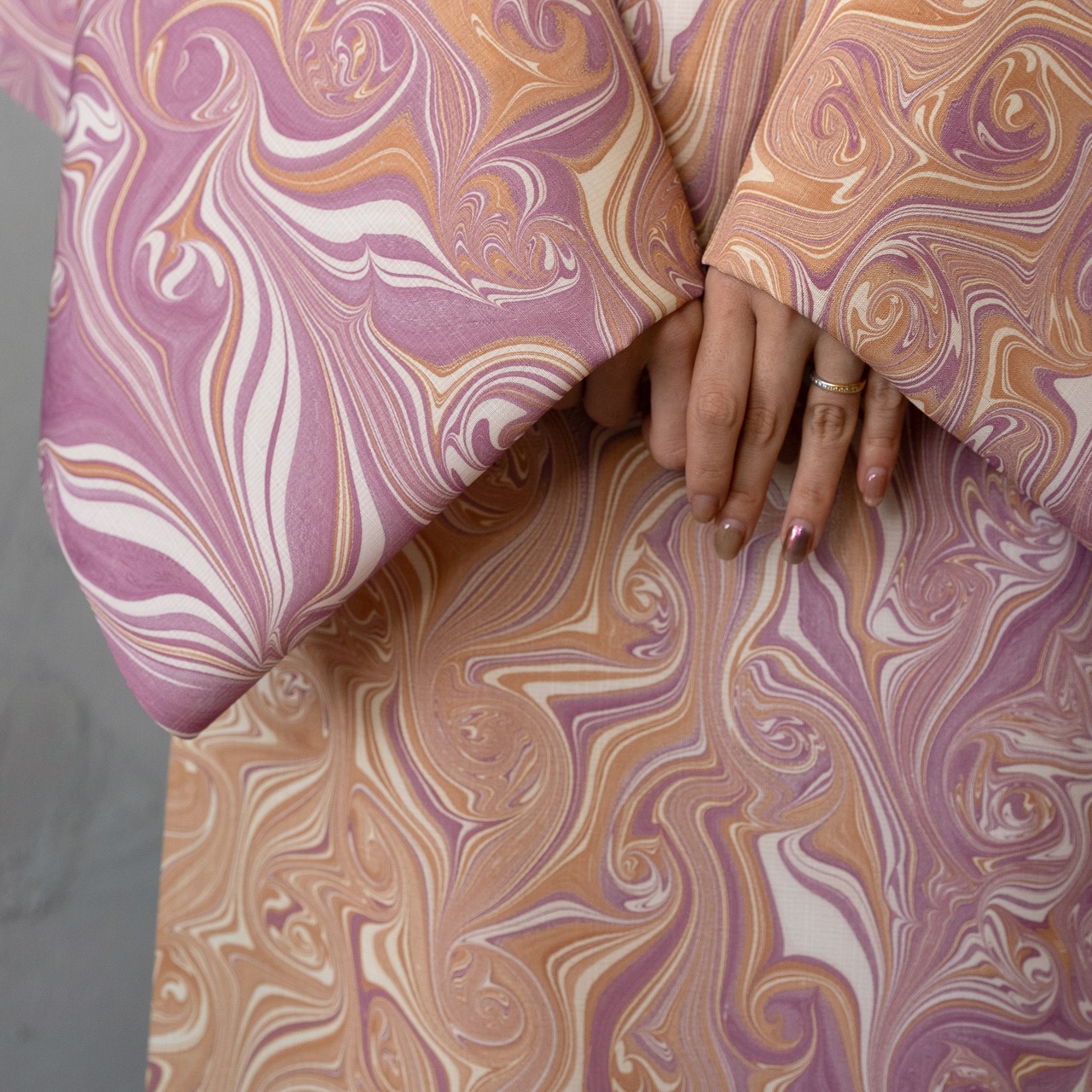 「南京藤×金茶」マーブル柄〜セオアルファ〜浴衣・夏着物・単衣