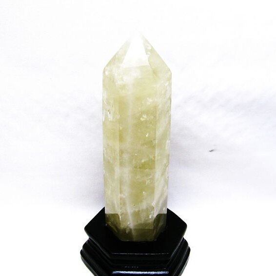 シトリンクォーツ 六角柱 シトリン ポイント 置物 原石 虹入り 台座付属 一点物 152-2300