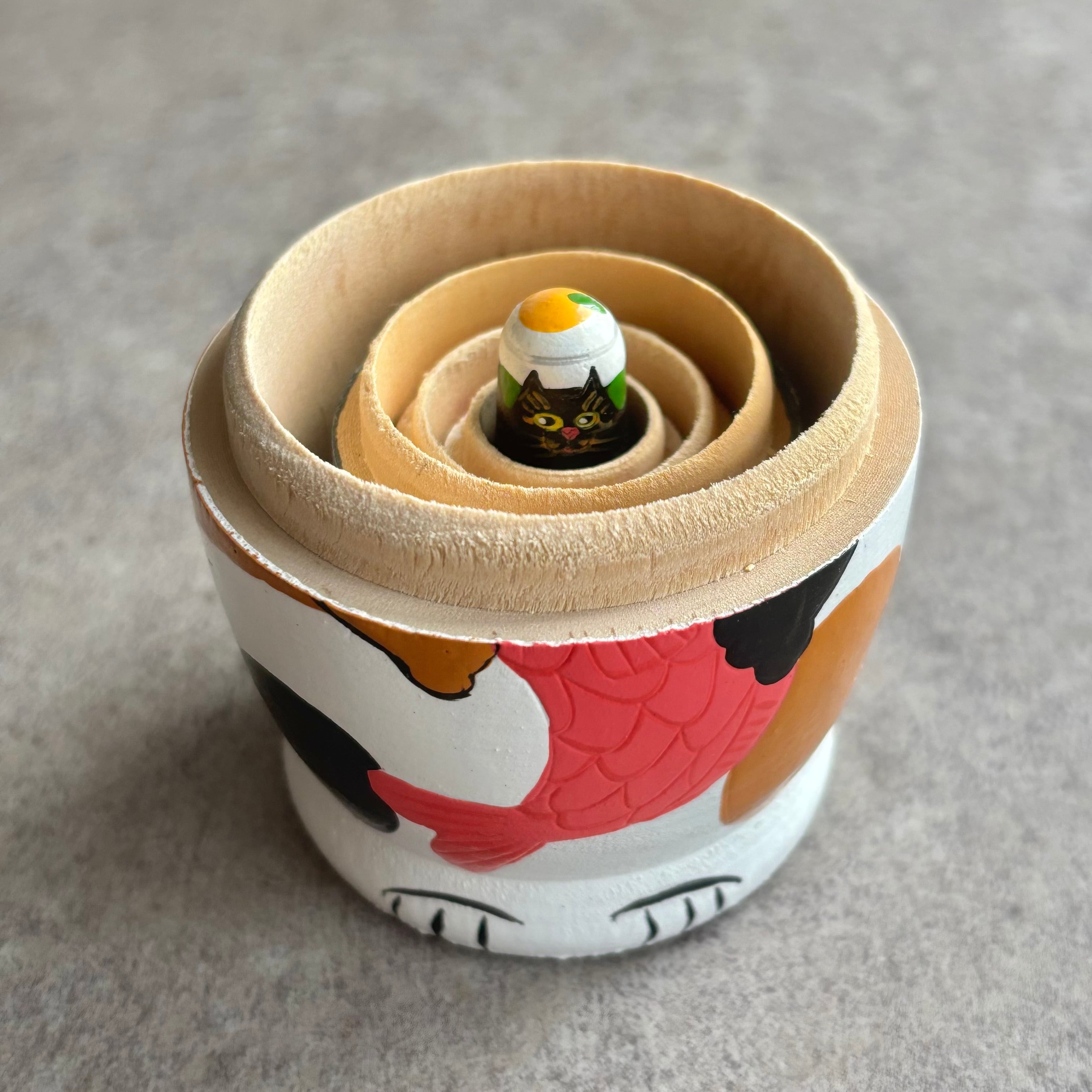 猫 縁起物 木製マトリョーシカ | 瀬尾商店