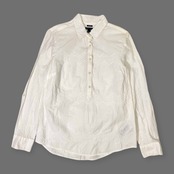 TOMMY HILFIGER トミーヒルフィガー RELAXED FIT ハーフボタン 長袖シャツ M/ホワイト レディース