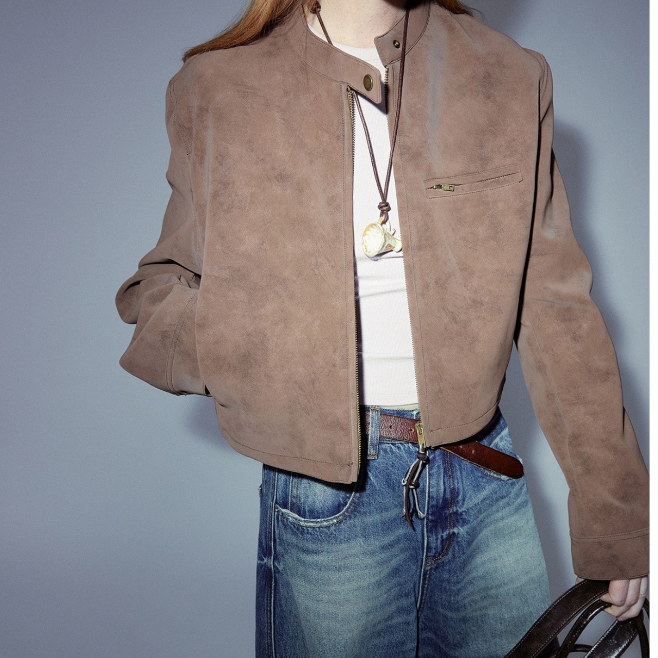 Suede Touch No-Collar Jacket T3847