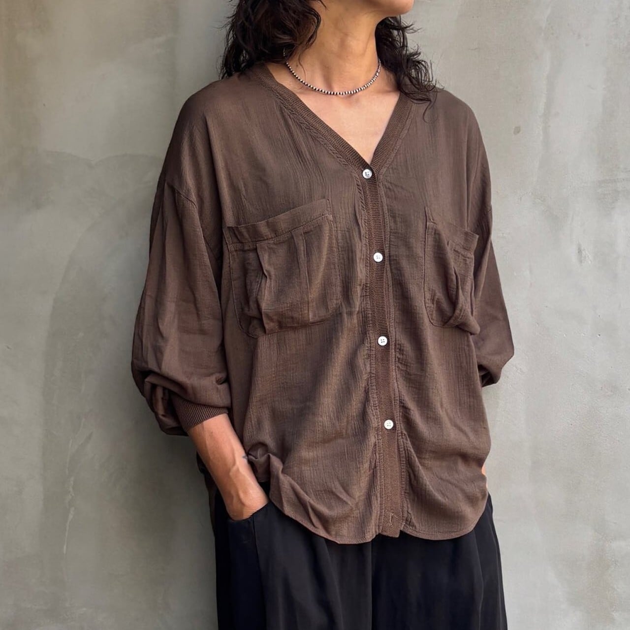 シアーシャツカーディガン