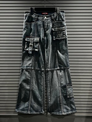 【X VINTAGE】Multiple Pocket Gimmick Loose Denim Pants
