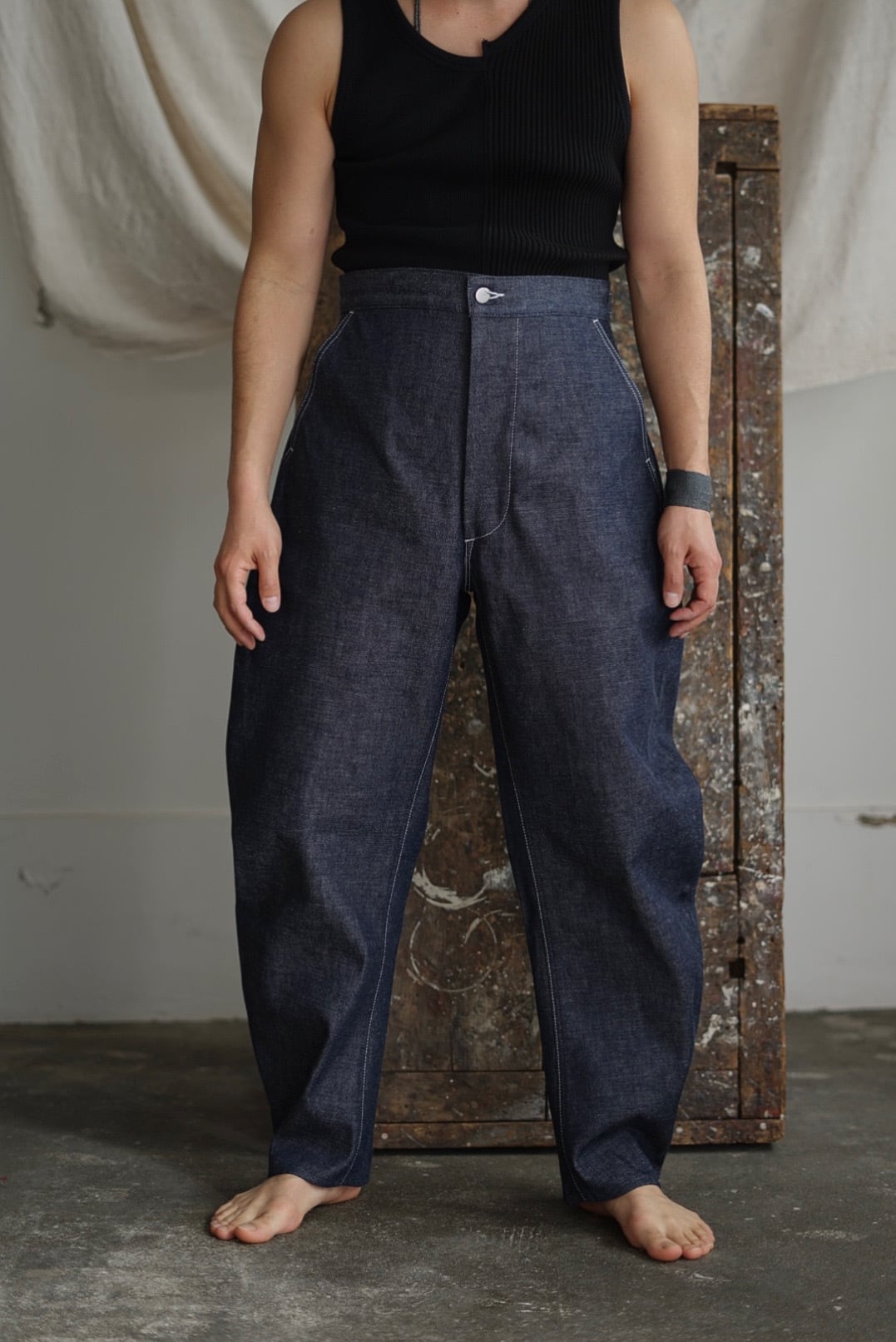 TUKI - 原田服飾研究所 - TYPE 4, CURVED LEG JEANS (INDIGO) | Brownie