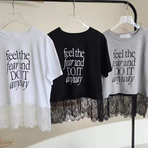 レースヘムロゴTシャツ　24114