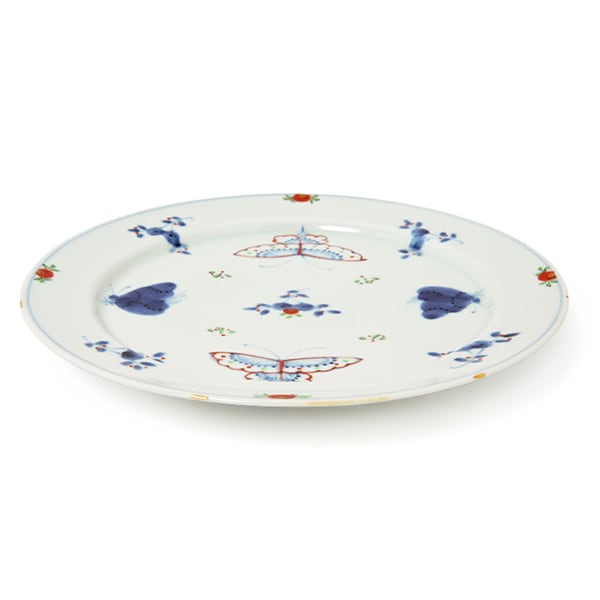 天啓花蝶段付8寸丸皿