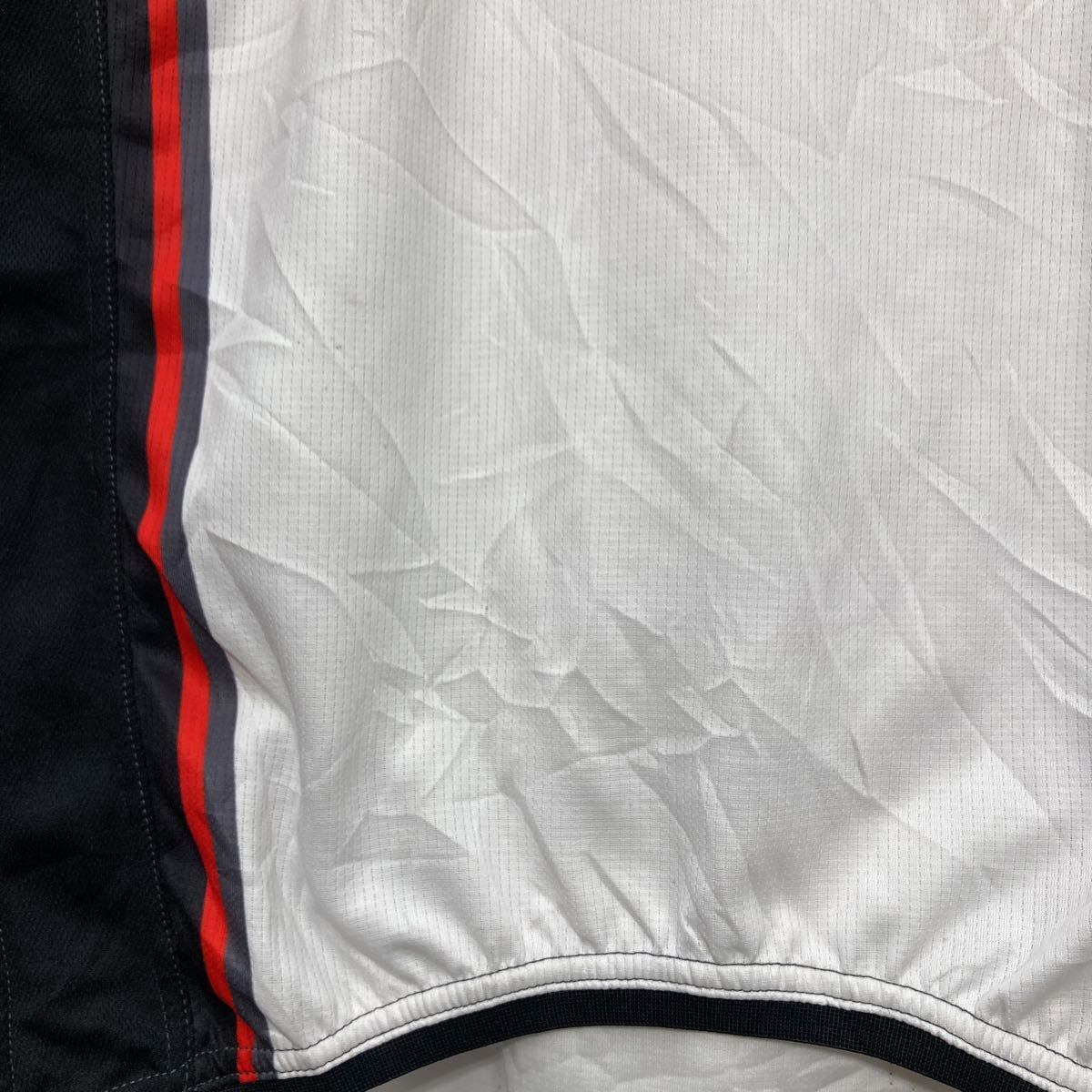 半袖 ハーフジップ サイクルジャージ L ホワイト ブラック レッド