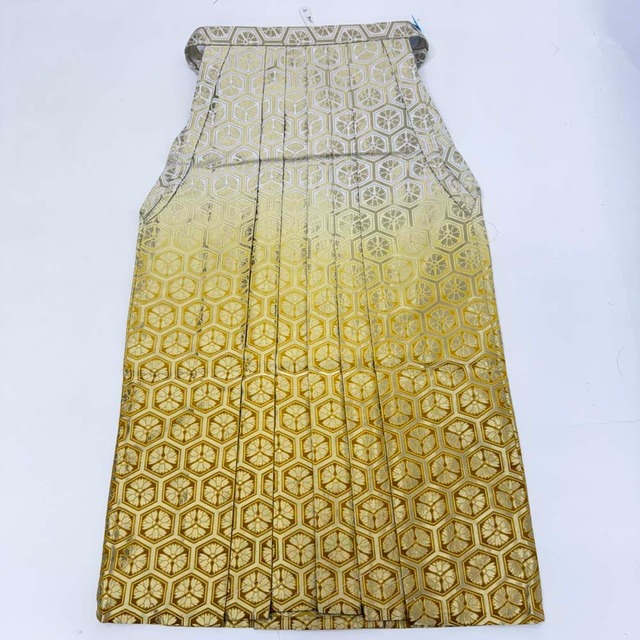 袴 行灯袴 男袴 紐下丈91cm 男性用袴 2Lサイズ 成人式袴 金 黄色 中古 4654