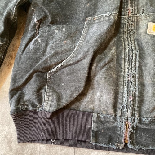 90s Carhartt アクティブジャケット ブラック フェード 無地 USA製 jacket 詳細写真9