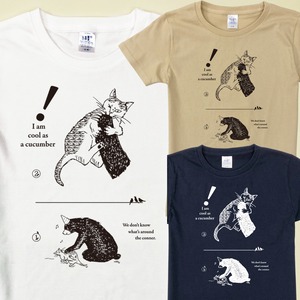 猫と熊 Tシャツ 半袖 3カラー ホワイト ベージュ ネイビー メンズ レディース 綿100％ M L XL