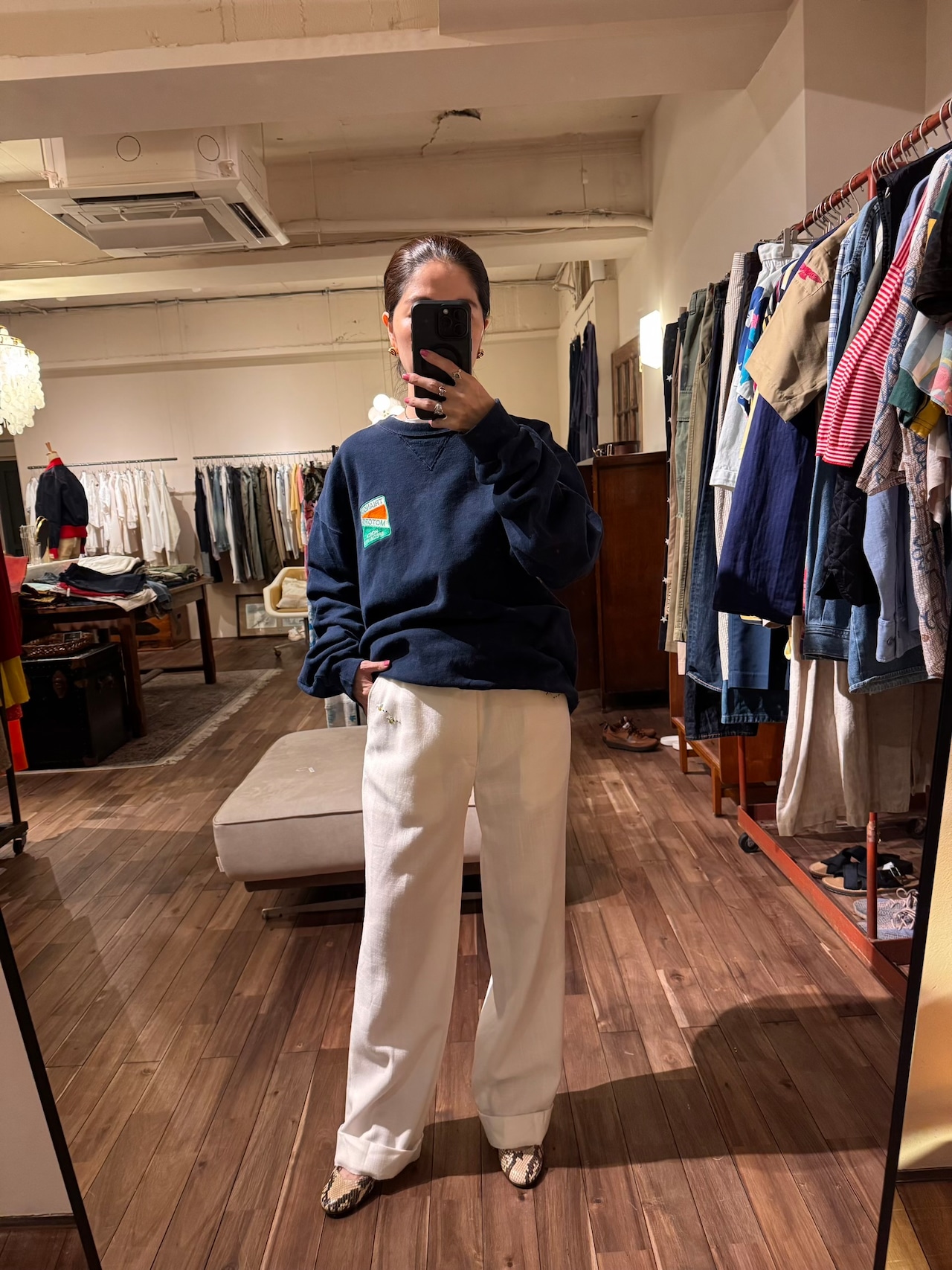 【Champion】メキシコ製 TRIANGLE MOTORS ワッペン 前Vスウェット XL