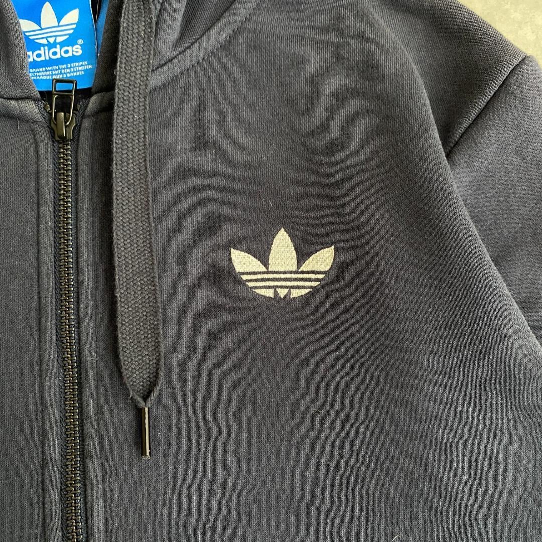 adidas アディダス ジップパーカー 古着 刺繍 紺 白 S 13636 | fuufu