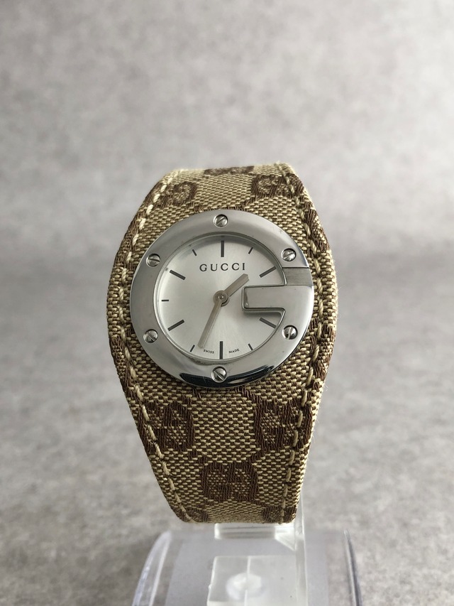 GUCCI グッチ GG 腕時計 ブラウン Gモチーフ キャンバス クウォーツ vintage ヴィンテージ オールド nehfxw
