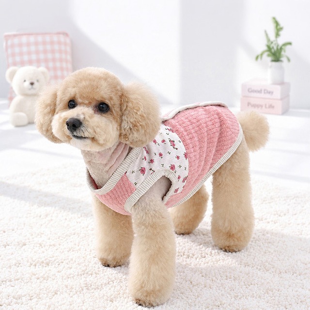 【予約販売10％OFF】jelly bear vest S 〜 2XL 2color  /  犬服 冬 カーディガン ベスト ドッグウェア 小型犬 中型犬 大型犬 暖かい もこもこ ふわふわ