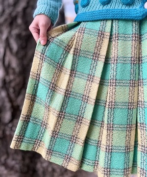 50’s green × yellow check skirt