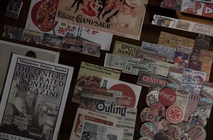 ビンテージ系シール＆素材セット ヴィンテージコレクション手帳素材