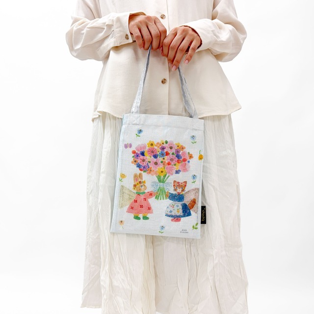 【Aiko Fukawa】BOIL LAYERED MINI TOTE BAG ボイル生地 レイヤード ミニトートバッグ -BOUQUET- RABBIT & CAT
