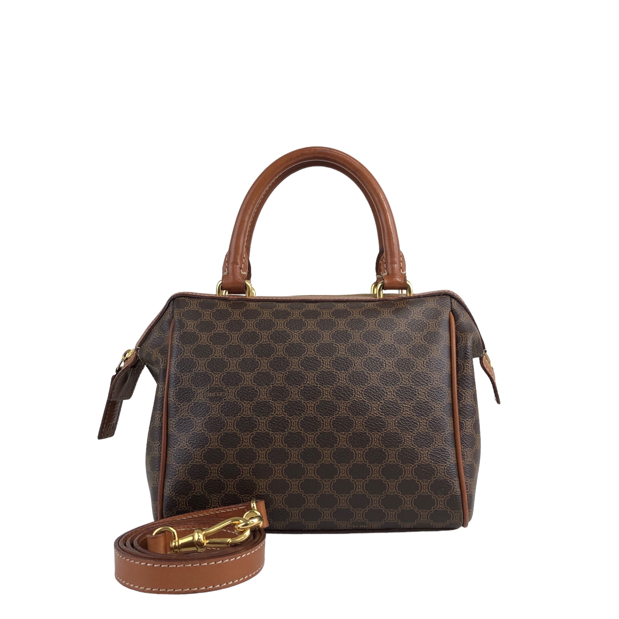 セリーヌ ヴィンテージ マカダム ミニボストンバッグ ハンドバッグ PVC