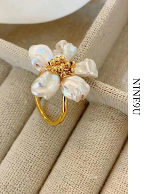 flower vintage pearl ring【NINE-S7683】