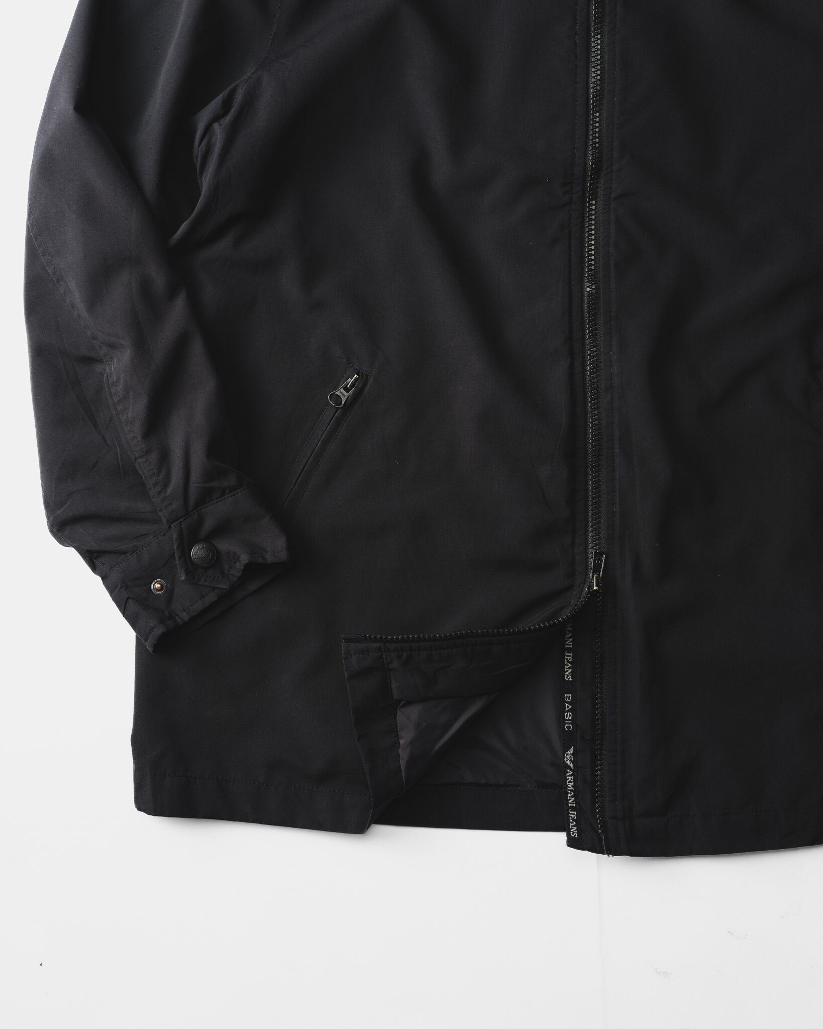 1990's] “ARMANI JEANS” Technical Shelled Zip-Up Jacket